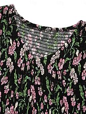 ieftine Rochii Boho-Pentru femei Rochii Midi Rochie casual Rochie leagăn Rochie A line Rochie Boho Casual Zilnic Fit regulat Floral Manșon scurt În V Negru Portocaliu Vară Primăvară