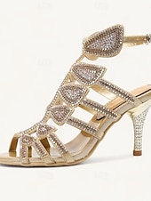 abordables Invité au mariage-Sandales à talons hauts ornées de strass et de cristaux pour femmes – bout ouvert, bride cheville et escarpins à bride cage, idéales pour les mariages, les bals de fin d'année, les cocktails et les soirées.