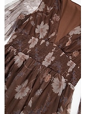 economico abito casual stampato-maxi abito floreale in rete con scollo a V