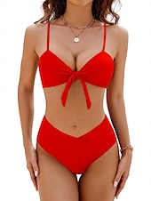 cheap Bikini Sets-Women&#039;s Normal Swimwear Bikini Swimsuit 2 Piece Beach Wear Holiday Plain Sleeveless Bathing Suits