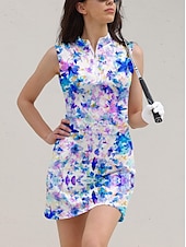 abordables Ropa de golf femenina-Mujer vestido de golf Púrpula Claro Sin Mangas Floral Ropa de golf para damas Ropa Trajes Ropa Ropa