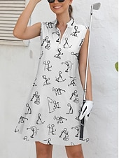 billiga Golfklänningar-Dam golfklänning Svart Vit Ärmlös Tecknat Golfkläder för damer Kläder Outfits Bär kläder