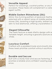 abordables Invité au mariage-Sandales à talons hauts ornées de strass et de cristaux pour femmes – bout ouvert, bride cheville et escarpins à bride cage, idéales pour les mariages, les bals de fin d'année, les cocktails et les soirées.