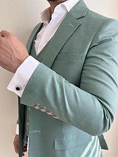 abordables Costumes d&amp;#39;affaires-Pour des hommes Mariage Costume Vert Sauge Grande occasion Couleur Pleine Coupe Sur-Mesure Ensemble de 3 pièces Droit deux boutons