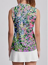 billiga Polos &amp;amp; kvartsdragkedjor-Dam Vandringspolotröja Rosa Ärmlös Överdelar Blommig Golfkläder för damer Kläder Outfits Bär kläder