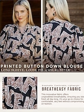 economico Bluse e camicie-camicetta casual con stampa di lettere e collo rotondo