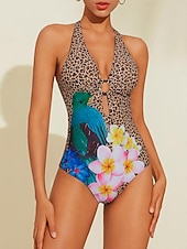 Недорогие дизайнерские купальники-купальник бикини с леопардовым принтом и треугольными чашечками