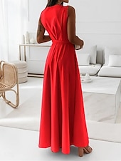 cheap Formal Dresses-Women&#039;s Casual Dress Long Dress Maxi Dress Lace up Date Vacation Streetwear Maxi V Neck Sleeveless Pink Wine Red Color