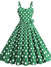 levne Šaty-Retro 50. léta Rockabilly Polední Šaty Houpací šaty Flare šaty S páskem Popruh na špagety Puntíkované A-Linie Dámské Karneval Denní nošení Čajový dýchánek Retro tematická párty Dospělí Šaty Jaro léto