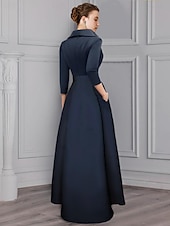 abordables Combinaisons pour maman-Combinaison  Tailleur Mère de la Mariée Tuxedo Invité de Mariage Élégant Party Simple Col Chemise Longueur Cheville Satin Manches 3/4 avec Nœud(s) 2025 taille personnalisée gratuite