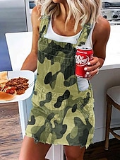 preiswerte Overall-Damen Normal Jumpsuit Strassenmode Feste Farbe Ärmellos Quadratischer Ausschnitt Knopf Tasche Strasse Täglich Regular Fit Rote Blau Grün Sommer