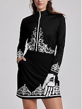 billiga Kvinnors golfkläder-Dam Vandringspolotröja Svart Kaki Långärmad Solskydd Överdelar Höst Vinter Golfkläder för damer Kläder Outfits Bär kläder