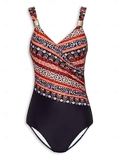 お買い得  デザイナー水着-花柄三角Vネックワンピース水着