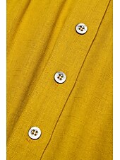 cheap Casual Dress-Women&#039;s Linen Blend Yellow Bow Detail Midi Tea Dress