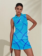 billiga Kvinnors golfkläder-Dam Vandringspolotröja Himmelsblå Ärmlös Överdelar Golfkläder för damer Kläder Outfits Bär kläder