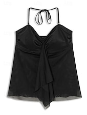 halpa Tankini-uimapuvut-Naisten Normaali Uima-asut Tankini 2 kpl Uimapuku 2-osainen Vaatimattomat uimapuvut Bandeau Olkaimeton Loma Ranta-asut Yhtenäinen väri Olkaimellinen Hihaton Uimapuvut
