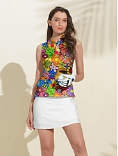 preiswerte Polos und Quarterzips-Damen poloshirt Golfkleidung Meerblau Violett Orange Ärmellos Sonnenschutz Leichtgewichtig T-Shirt Shirt Blumen Damen-Golfkleidung, Kleidung, Outfits, Kleidung