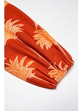 abordables robe décontractée imprimée-robe midi à fleurs et franges à col en V