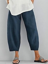 ieftine Pantaloni scurți din bumbac in-Pentru femei Pantaloni scurți din bumbac in pantaloni scurți capri Casul Zilnic Lungime până la glezne Simplu Buzunare laterale Respirabilitate Comfortabil Inelastic Sfârșit de săptămână Negru