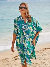 halpa Mekot-lehtikuvioinen paita lyhythihainen midi-mekko