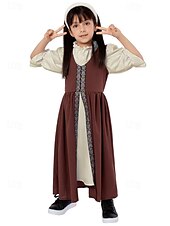 levne Šaty-Retro Středověké Renesanční Šaty Ren Faire Viking irština Barevné bloky Dívčí Keltské předvečer Všech svatých Plesová maškaráda předvečer Všech svatých Večírek Dětské Šaty