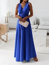 cheap Formal Dresses-Women&#039;s Casual Dress Long Dress Maxi Dress Lace up Date Vacation Streetwear Maxi V Neck Sleeveless Pink Wine Red Color