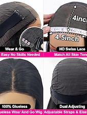 levne Paruky z přírodních vlasů se síťkou ofina-Vlnitá paruka z lidských vlasů pro ženy 4x4 krajka 180% hustota bez lepidla paruka z lidských vlasů předtrhaná před střihem bez lepidla paruky s krajkou vpředu brazilské lidské vlasy s přirozenou