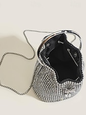 voordelige Tassen-Dames Koppeling avondtasje PU-nahka Bruiloft Ketting Grote capaciteit Multi-dragen Effen Kleur Zilver