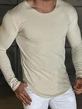 preiswerte Basic-T-Shirts-Herren T Shirt T-Shirt Langarm V Ausschnitt Frühling &amp; Herbst Einfach Mode Designer Basic Urlaub Straße Ausgehen Schwarz Blau Orange Top T-Shirt für Herren