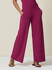 voordelige damesbroeken-bordeauxrode crush losse athleisure broek