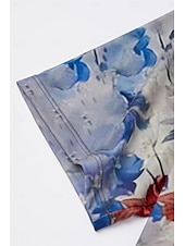 billige Blomster t-skjorte-kvinners t-skjorte mote blomsterprint kortermede vanlige topper rund hals ferie helg gul rosa blå lilla grønn vår &amp;amp; sommer
