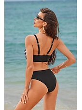 abordables Ensemble de bikinis-Maillots de Bain Bikinis Maillot de bain Femme 2 Pièces Bandes Rayé Grande Taille Bandeau Maillots de bain Sportif Tenues de plage Faire monter