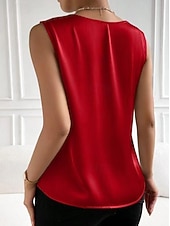 economico Bluse Eleganti-Canotta Per donna Nero Bianco Rosso Semplice Spalle scoperte Quotidiano Streetwear Moda Scollo a V Vestibilità regolare S