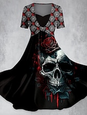 abordables Robes fleuries décontractées-Femme Robe mi-longue Robe d&#039;été Elégant Bohême Vacances Rendez-vous Ample Graphic Manche Courte Col V Noir Jaune Rose Claire Marron Eté