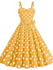 levne Šaty-Retro 50. léta Rockabilly Polední Šaty Houpací šaty Flare šaty S páskem Popruh na špagety Puntíkované A-Linie Dámské Karneval Denní nošení Čajový dýchánek Retro tematická párty Dospělí Šaty Jaro léto