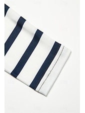 Χαμηλού Κόστους Τι-shirt με ρίγες και γεωμετρικά σχέδια-Γυναικείo T-shirt Μακρύ Μανίκι V Neck Μακρύ Μανίκι Τουνίκ Striped Βασικό Κανονικό Top Ημερήσια Σαββατοκύριακο Εκτύπωση Ναυτικό Μπλε Φθινόπωρο  Χειμώνας Προφθινόπωρο