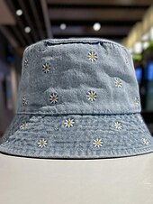 levne Bavlněné klobouky-Dámské Čepice Kbelík Sluneční klobouk Přenosný Ochrana proti slunci Venkovní Denní Víkend Výšivka Sedmikráska