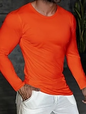 preiswerte Basic-T-Shirts-Herren T Shirt T-Shirt Langarm V Ausschnitt Frühling &amp; Herbst Einfach Mode Designer Basic Urlaub Straße Ausgehen Schwarz Blau Orange Top T-Shirt für Herren