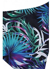preiswerte Bikini-Sets-Damen Badeanzug Bikinis 2 Stück Bademode Rückenfrei 2 teilig Push-Up Hosen Sexy Print Blatt V-Wire Ausschnitt Urlaub Strandbekleidung Badeanzüge