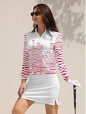billiga Polos &amp;amp; kvartsdragkedjor-Dam Vandringspolotröja Violett Svart Rosa Långärmad Solskydd Överdelar Höst Vinter Golfkläder för damer Kläder Outfits Bär kläder