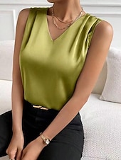 economico Bluse Eleganti-Canotta Per donna Nero Bianco Rosso Semplice Spalle scoperte Quotidiano Streetwear Moda Scollo a V Vestibilità regolare S