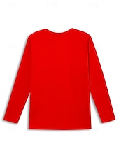 billige Plain t-skjorte-Valentine Kvinners Hjerte T-skjorte Sød Rød Tee Vanlige Topper Langermet Rund hals Trykk Vanlig Passform Valentines Weekend Svart Rosa Rød Vår  Høst
