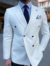 economico Blazer e Giacca-Blazer office preppy casual per uomini giacca colore solido vestibilità regolare taglio sartoriale a doppio petto sei bottoni verde militare nero bianco blu navy
