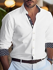 preiswerte Herrenhemd zum Knöpfen-Herren Hemd Knopfhemd Lässiges Hemd Schwarz Weiß Dunkelblau Leicht Blau Langarm Farbblock Kargen Täglich Urlaub Patchwork Bekleidung Modisch Brautkleider schlicht Komfortabel