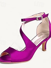 preiswerte Cocktail-Damen Hochzeitsschuhe Brautschuhe Schnalle Kätzchenabsatz Offene Spitze Minimalismus Satin Knöchelriemen Schwarz Weiß Elfenbein