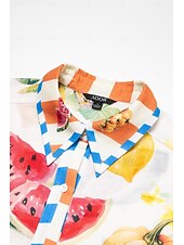 billige uformell kjole med trykk-print stripe frukt midi skjorte kjole