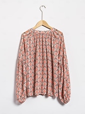 economico Bluse e camicie-camicetta casual con maniche a sbuffo geometriche