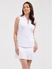 cheap Women&#039;s Golf Clothing-Women&#039;s Golf Polo Shirt White Sleeveless Top Ladies Golf Attire Clothes Outfits Wear Apparel