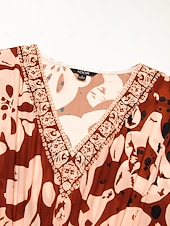 abordables Robes de vacances-caftan midi en mousseline à imprimé cachemire bohème et col en V
