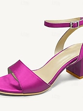 economico Prom-sandali con tacco a blocco in raso turchese con cinturino alla caviglia per donna - eleganti scarpe da sera e da matrimonio